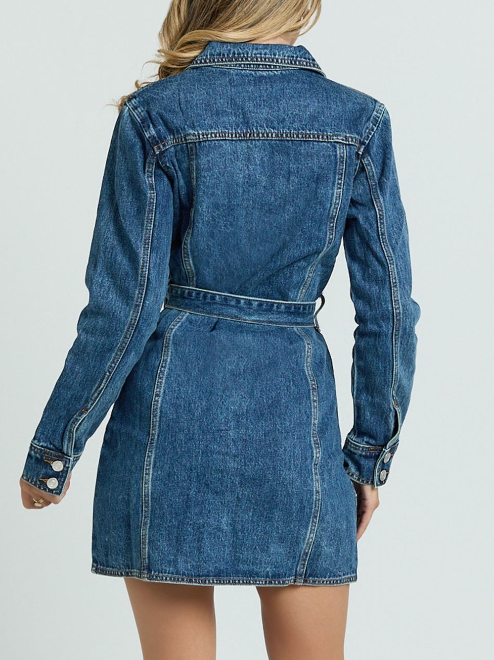 NWT REVOLVE Australia SHOWPO Enriquetta denim dress belted US 8 - Picture 3 of 14